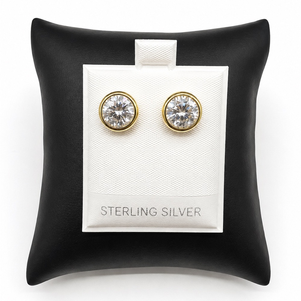 Gold Over Sterling Silver 4.00CTW MOISSANITE Stud Screw Back Earrings